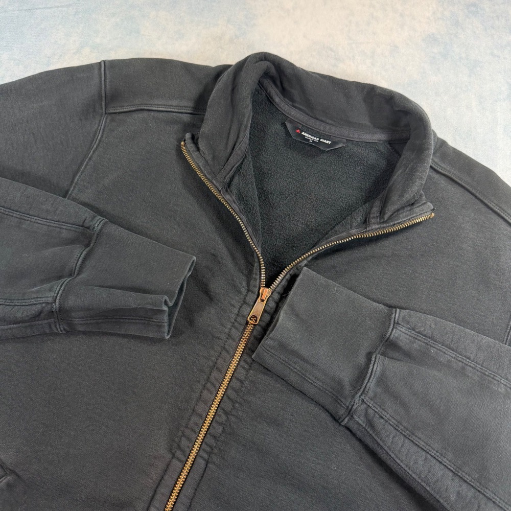 American Giant Moto Full Zip Sweatshirt Mens XL Black Heavyweight Cotton EUC